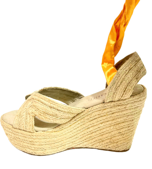 Gold Ankle Strap Wedges Size 39